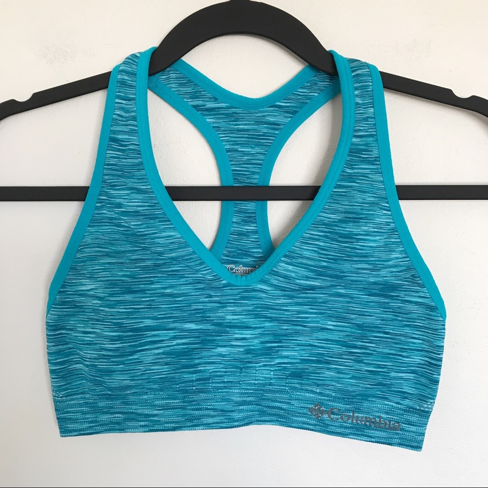 Columbia Turquoise Seamless Spacedye Sports Bra Size Medium Activewear - Picture 2 of 10